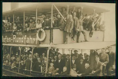 2x Echt Foto AK - Hamburg - Volles Ausflugsboot zur Großen Hafen-Rundfahrt 1924