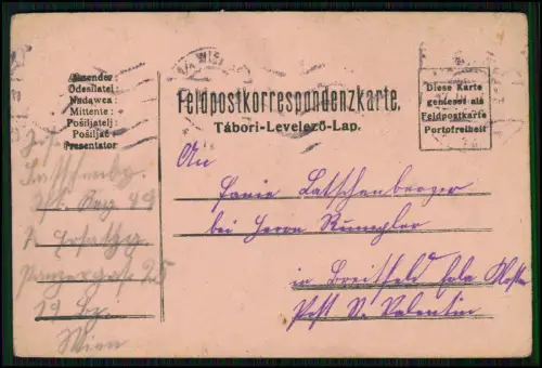 8x Feldpostkarte 1. WK - Deutsch Ungarisch 1917 nach Sankt Valentin Haide Tirol