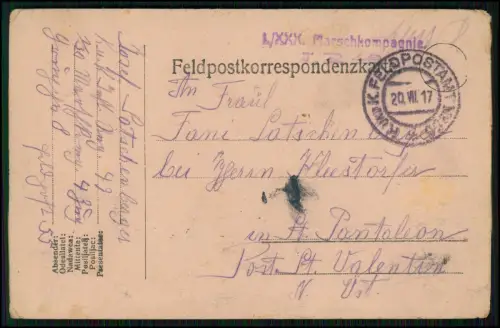 8x Feldpostkarte 1. WK - Deutsch Ungarisch 1917 nach Sankt Valentin Haide Tirol