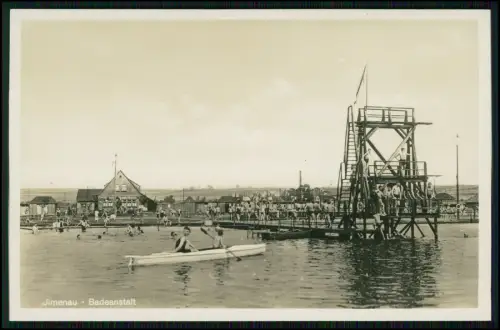 Echt Foto AK - Ilmenau Badeanstalt Freibad - mit Sprungturm Badefreude pur 1936
