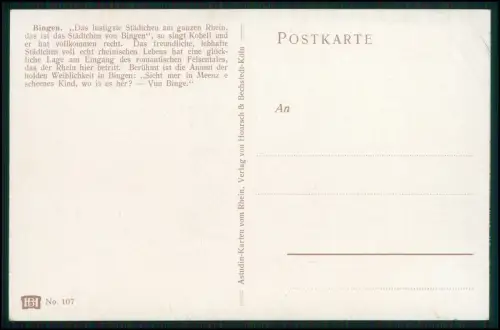 7x AK - Rheinromantik Bingen, Mäuseturm Stolzenfels Mittelrhein - auch Köln 1935