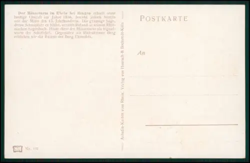 7x AK - Rheinromantik Bingen, Mäuseturm Stolzenfels Mittelrhein - auch Köln 1935