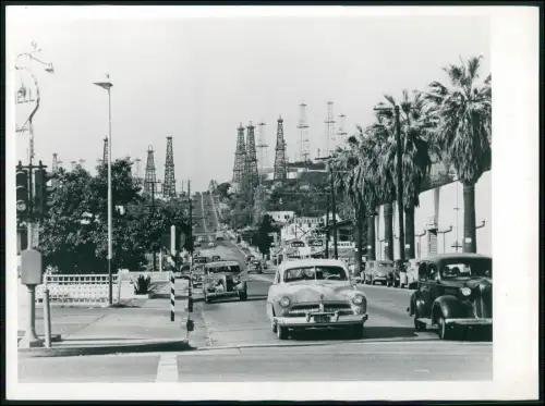 Foto 20x18cm - Straße Signal Hill Los Angeles - Autos der 1940/50er Ölbohrtürme