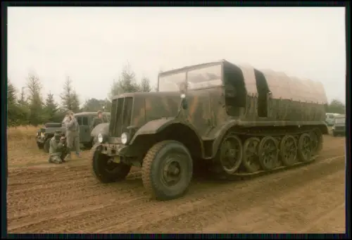 Foto 13x9cm - Sd.Kfz. 9 Famo - Halbkettenfahrzeug mit Tarnanstrich - Panzer Tank