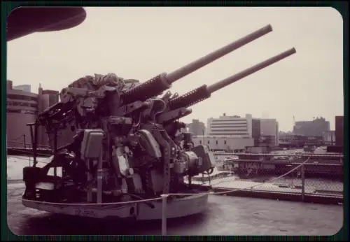 Foto 13x9cm - Geschütz Flak - Doppelflak auf Marine- Kriegsschiff