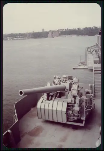 Foto 13x9cm - Marinegeschütz Flak - auf Schiffsdeck - Kriegsschiff