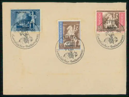3 Marken Europäischer Postkongress - Wien 1942 gestempelt Wien - Sonderstempel