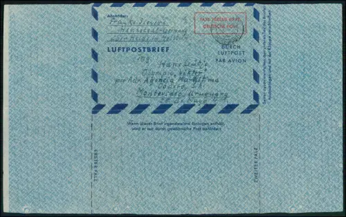 5x Luftpostbrief 1950-51 DEUTSCHE POST USA, handschriftlich 2-seitig beschrieben