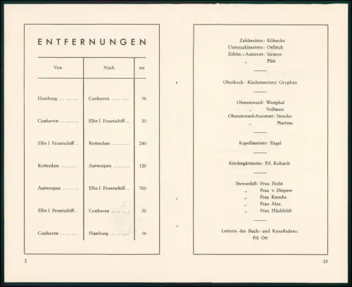 13 S.  Hansa-Fahrt 1937 Teilnehmerliste alle Namen Dampfer Windhuk Woermann 1937