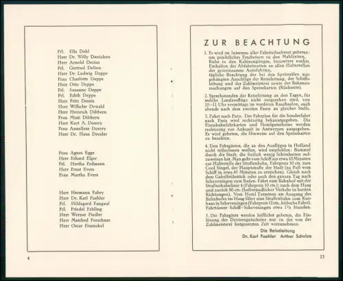 13 S.  Hansa-Fahrt 1937 Teilnehmerliste alle Namen Dampfer Windhuk Woermann 1937