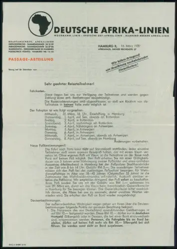 3x Brief Reise 1937 Hansa-Fahrt Windhuk Deutsche Afrika-Linien Kreuzfahrt Doku.