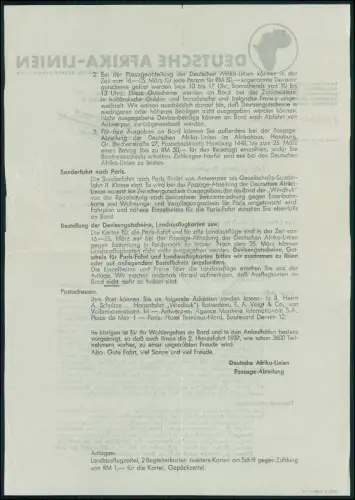 3x Brief Reise 1937 Hansa-Fahrt Windhuk Deutsche Afrika-Linien Kreuzfahrt Doku.