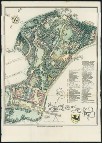 Reichs-Gartenschau Stuttgart 1939 - Plan Programm Gartenbau Ausstellung Original