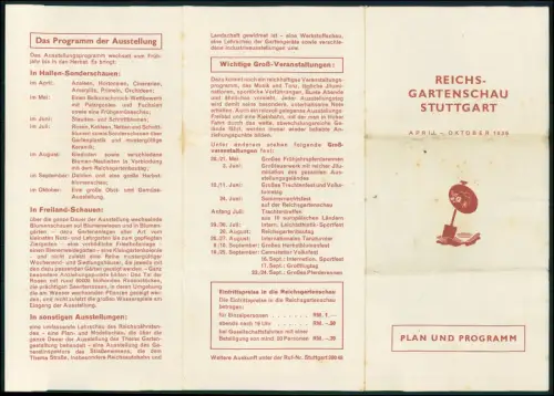 Reichs-Gartenschau Stuttgart 1939 - Plan Programm Gartenbau Ausstellung Original