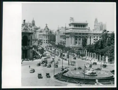 Foto 18x13cm Madrid Plaza de Cibeles 1938 Oldtimer Brunnen Spanien Stadtansicht