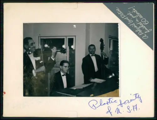 Polaroid Foto - Musiker Trio Geige Kontrabass Klavier - 1950er USA Land Camera