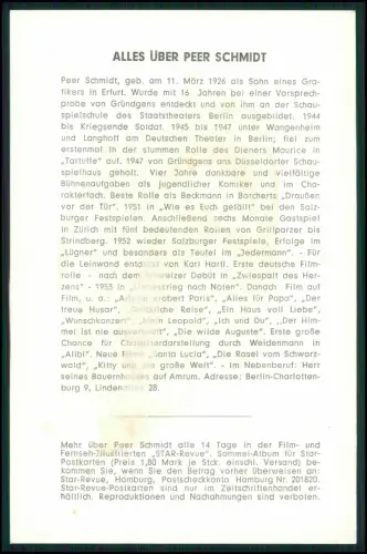 Peer Schmidt Autogrammkarte Original Signiert Deutsch Schauspieler Vintage Foto