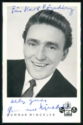Gunnar Winckler Autogrammkarte Original Signiert Deutsch Sänger Vintage Portrait