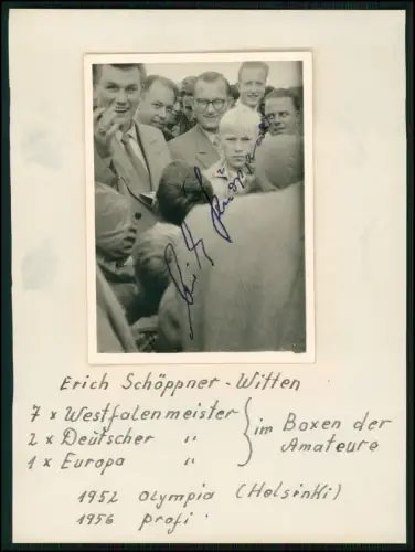 Foto Erich Schöppner handsigniert - Boxer Autogramm 1950er Profi-Amateur Witten