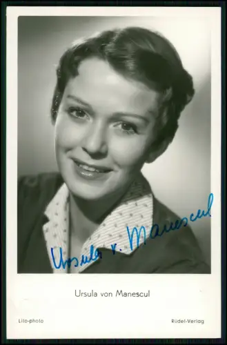 Ursula Irene von Manescul SWF Baden - Portrait Autogramm signiert 1956