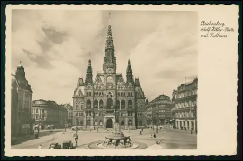 2x Echt Foto AK - Reichenberg Rathaus - Adolf-Hitler-Platz - Sudetengau Liberec