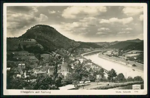 2x Echt Foto AK Königstein mit Festung - Elbe Sächsische Schweiz Seidel Schmilka