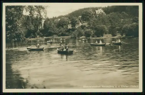 Echt Foto AK - Neumühle a.d. Elster Thüringen - Gondelstation Ruderboote - 1936
