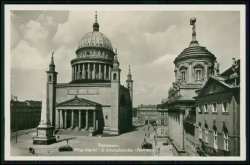 Echt Foto AK - Potsdam mit Alter Markt, St. Nikolaikirche und Rathaus - um 1935