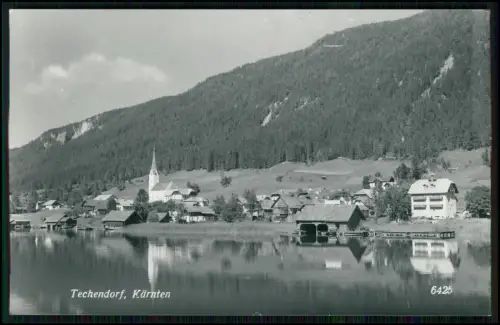 Foto AK - Techendorf am Weißensee Kärnten Kirche Dorfhäuser Bootshütten Seeufer