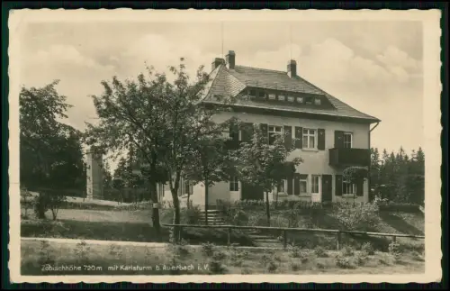 Foto AK Zöbischhöhe mit Karlsturm bei Auerbach i.V. - 1943 Feldpost gelaufen