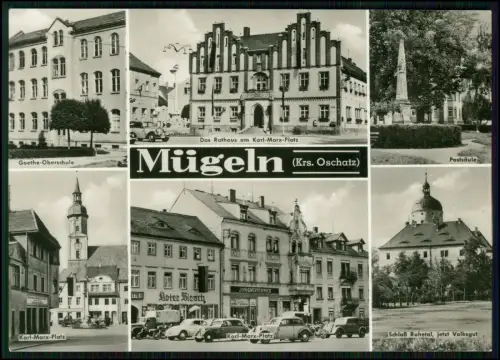 Foto AK Mügeln - Rathaus Karl-Marx-Platz Schloss Ruhetal - Mehrbildkarte Sachsen