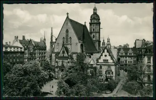 Foto AK - Leipzig Thomaskirche – historische Stadtansicht - mit Kirche und Turm