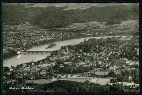 Foto AK - Bad Säckingen Hochrhein - Luftbild Rheinbrücke - Altstadt Kirche u.a.