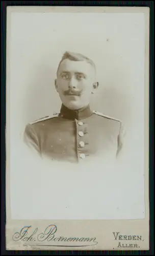 CDV Foto Portrait Soldat - in Uniform - Joh. Bornemann Verden Aller