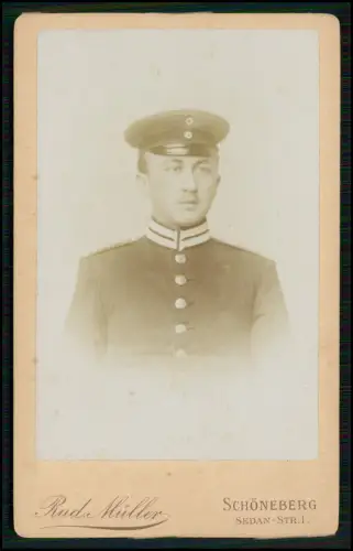 CDV Foto Portrait Soldat - Atelier Rud. Müller, Schöneberg Berlin Sedanstraße 1