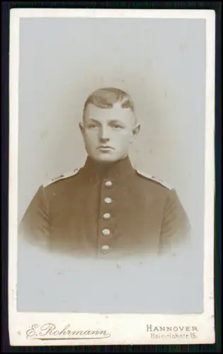 CDV Foto Portrait Soldat - Atelier - E. Rohrmann, Hannover, Heinrichstraße 15