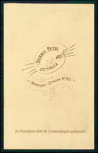 CDV Foto Portrait Soldat - Fotograf Bernh. Petri Göttingen Weender Straße Nr. 80