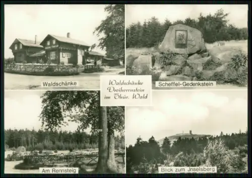 Foto AK - Waldschänke Dreiherrnstein - Scheffelstein u. Rennsteig Brotterode DDR