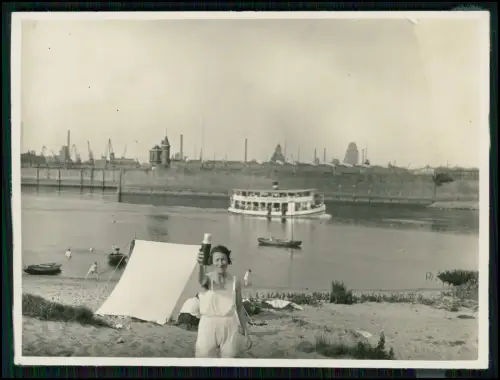 9x Foto - bei Bremen OHZ Weser Strand Badende Dampfer und andrer 1930er