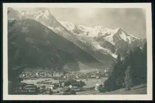 Echt Foto AK - Ort Chamonix Mont Blanc in Frankreich - Alpen im Hintergrund 1928