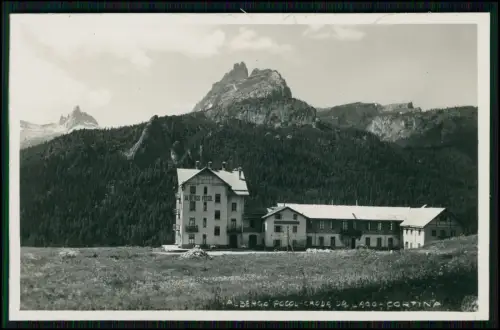 Foto AK - Albergo Pocol Cortina Dolomiten Croda da Lago Hotel Italien Berge 1928