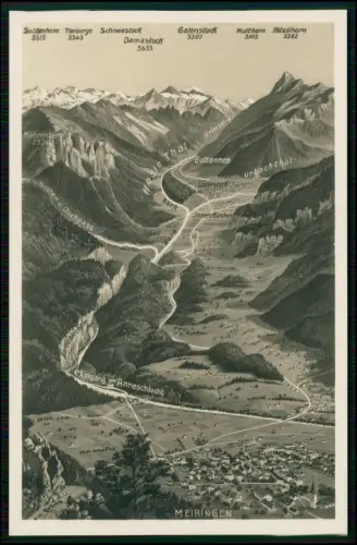 Meiringen Aareschlucht Grimsel Schweiz Panorama Reliefkarte Alpen Berge Haslital