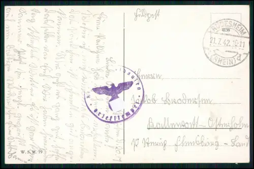 AK - Niederwald Rüdesheim Bingen - Mäuseturm Rheinstein Denkmal - 1942 Feldpost