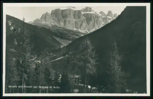 2x Foto AK - Strada del Pordoi Sellagruppe - Dolomiten Südtirol Passstraße 1928