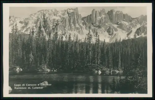 3x Foto AK - Karersee Latemar Dolomiten Südtirol - Lago di Carezza Italien 1933