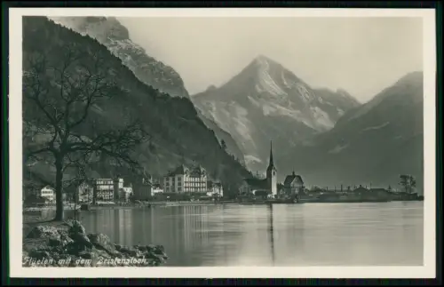 3x Foto AK - Flüelen Bristenstock Brunnen Mythen Seelisberg Vierwaldstättersee