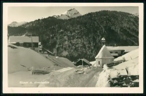 Foto AK - Rinnen mit Abendspitze - Berwang Tirol Winter Schnee Kapelle 1941 gel.