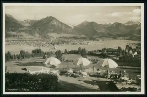 3x Foto AK Oberstdorf Allgäu Panorama Pensionen Hotel Terrasse Berge Alpen 1933