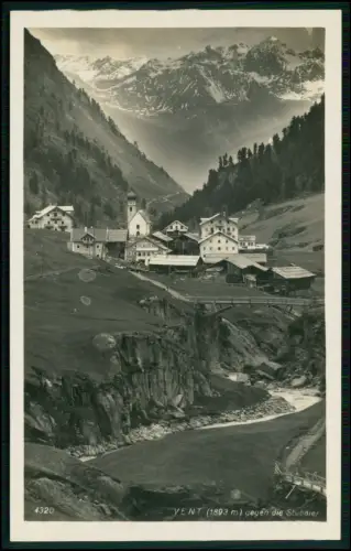 Foto AK - Vent Tirol gegen Stubaier Alpen - Kirche Berge Dorf Ötztal Österreich