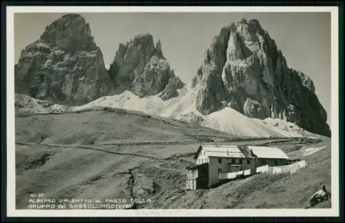 Foto AK - Passo Sella Dolomiten Sassolungo Albergo Valentini Berge Tirol Italien